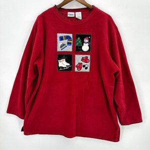 Capacity Knits Sweatshirt Womens Pullover Fleece Christmas Holiday  Red XL